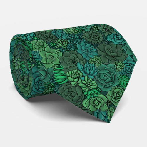 Succulent garden in green neck tie