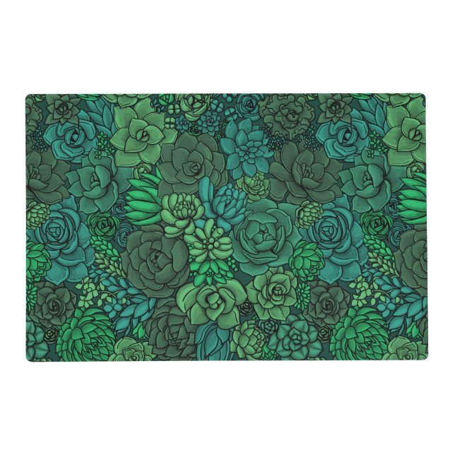 Succulent garden in green placemat (Front)