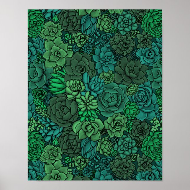 Succulent garden in green poster (Front)