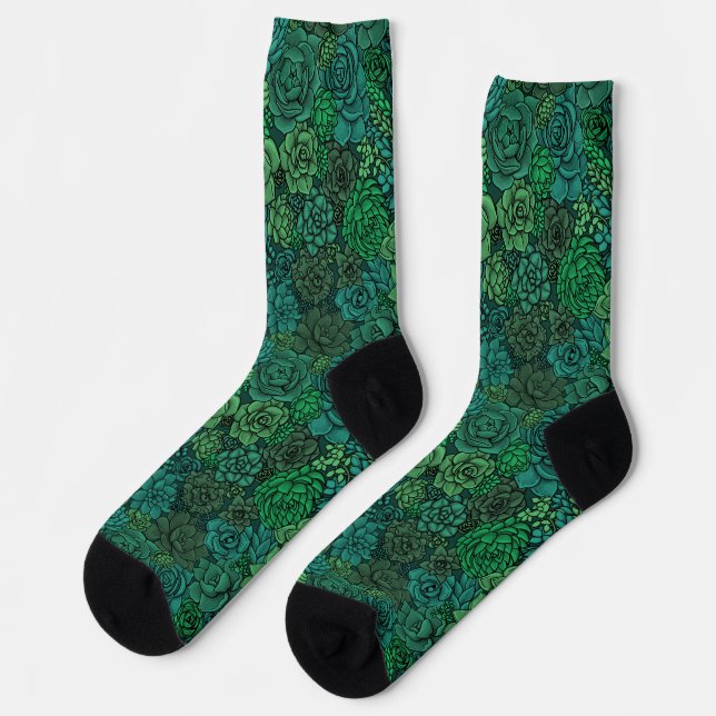 Succulent garden in green socks (Left)