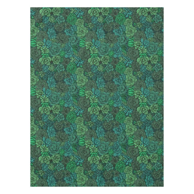 Succulent garden in green tablecloth (Front)
