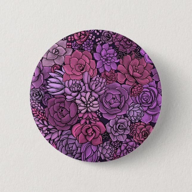 Succulent garden in pink and violet button (Front)