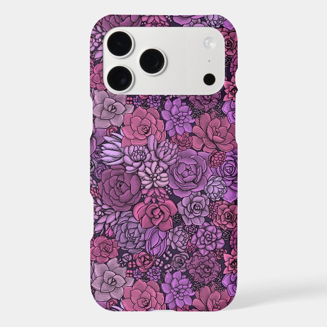 Succulent garden in pink and violet iPhone case (Back)