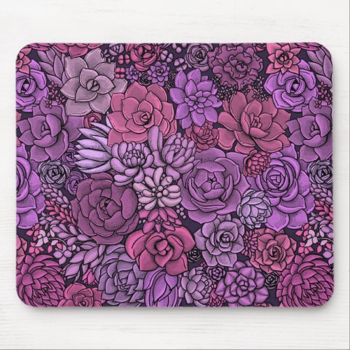 Succulent garden in pink and violet mouse pad