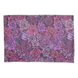 Succulent garden in pink and violet pillow case