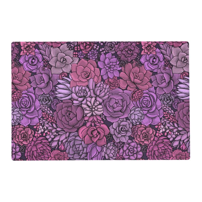 Succulent garden in pink and violet placemat (Front)