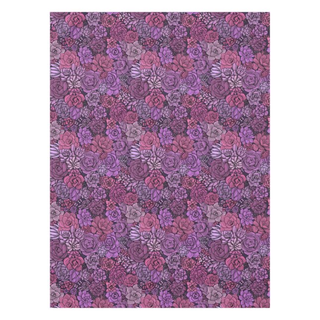 Succulent garden in pink and violet tablecloth (Front)
