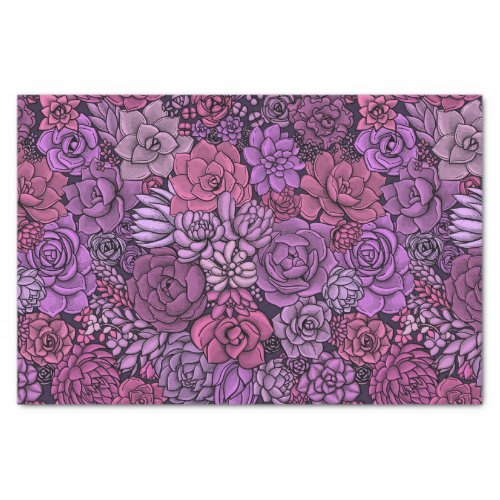 Succulent garden in pink and violet tissue paper