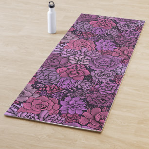 Succulent garden in pink and violet yoga mat