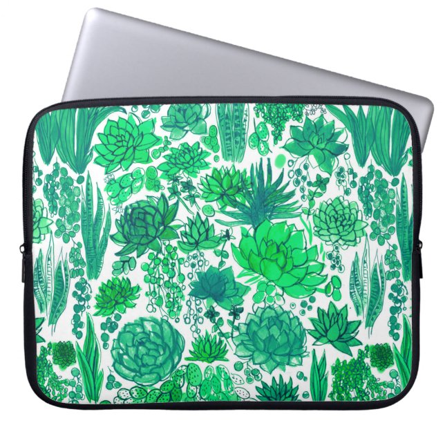 Succulent garden laptop sleeve (Front)