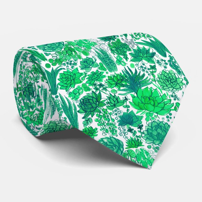 Succulent garden neck tie (Rolled)