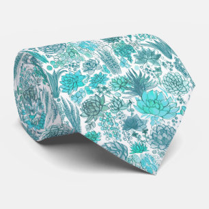 Succulent garden neck tie