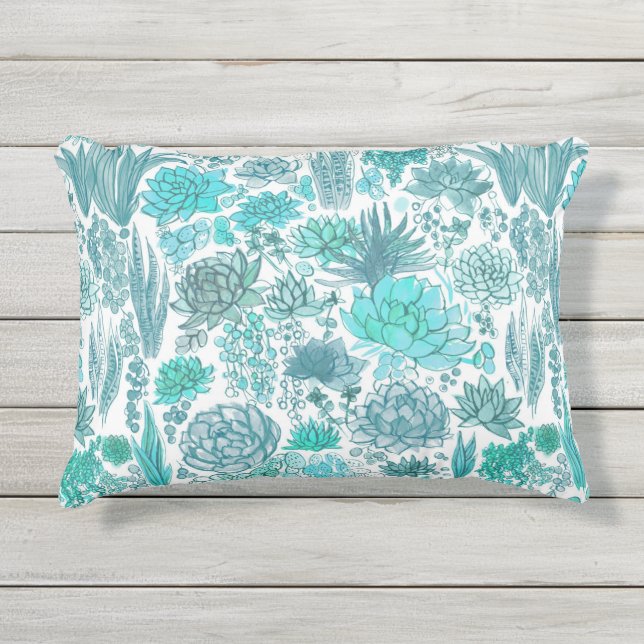 Succulent garden outdoor pillow (Front)