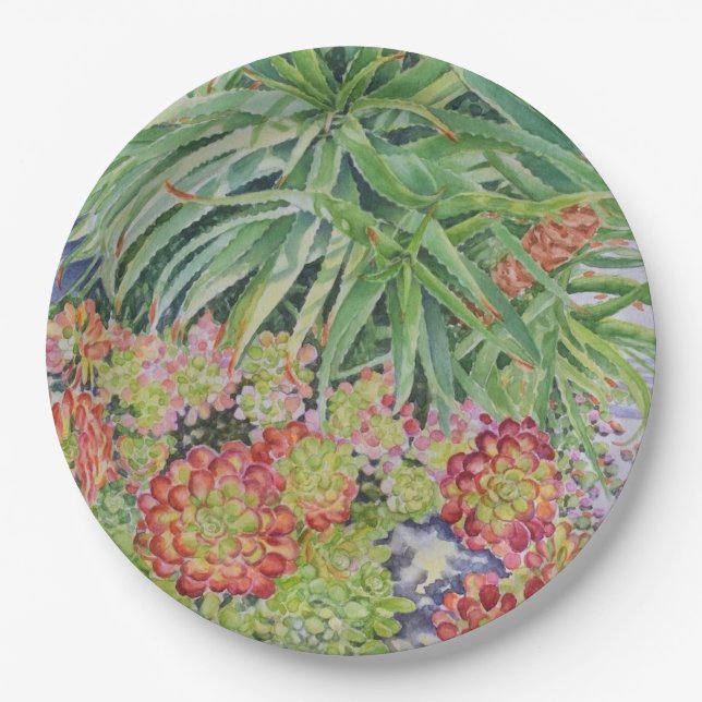 Succulent Garden Paper Plates (Front)