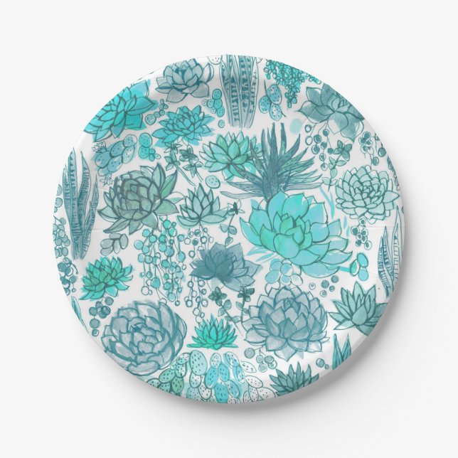 Succulent garden paper plates (Front)