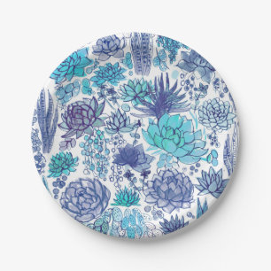 Succulent garden paper plates