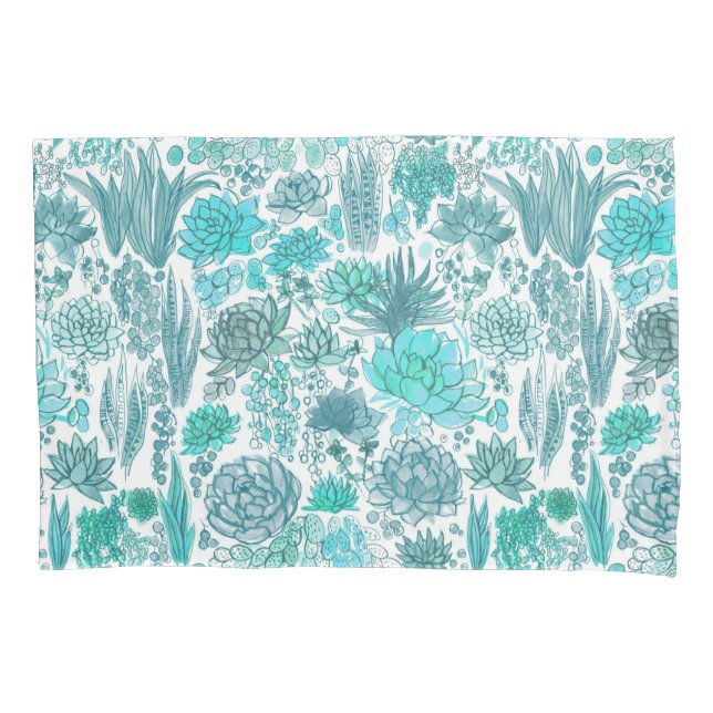 Succulent garden pillow case (Front-Left)