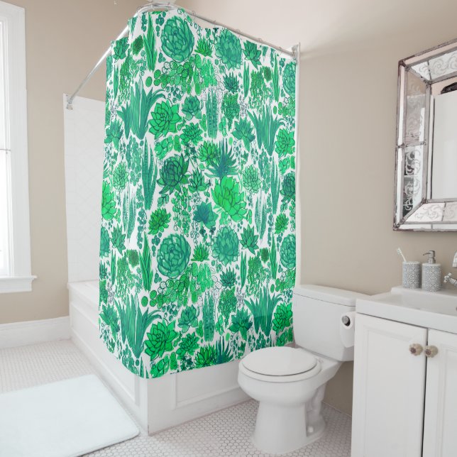 Succulent garden shower curtain (In Situ)