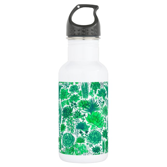 Succulent garden stainless steel water bottle (Front)