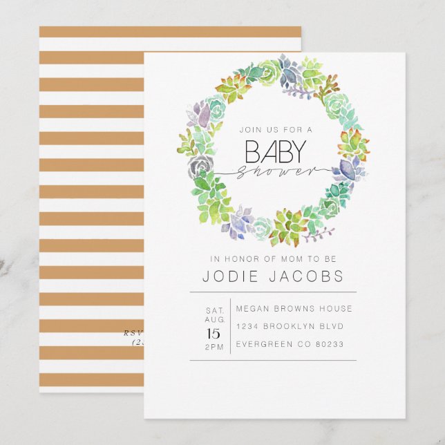 Succulent Garden | Watercolor Baby Shower Invitation (Front/Back)