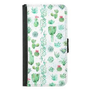 Succulent Garden: Watercolor Seamless Background. Samsung Galaxy S5 Wallet Case