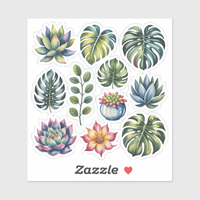 Succulent Garden Watercolor Sticker (Sheet)