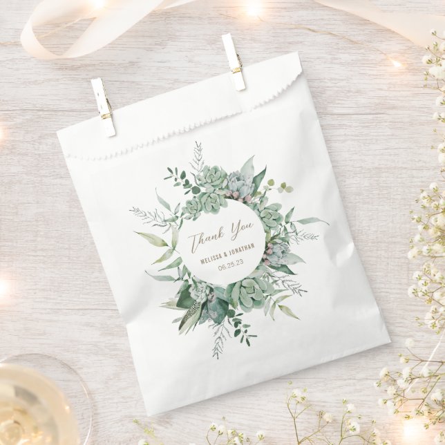 Succulent Garden Wedding Favor Bag (Clipped)