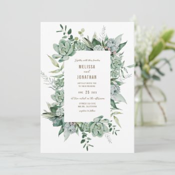 Succulent Garden Wedding Invitation by spinsugar at Zazzle