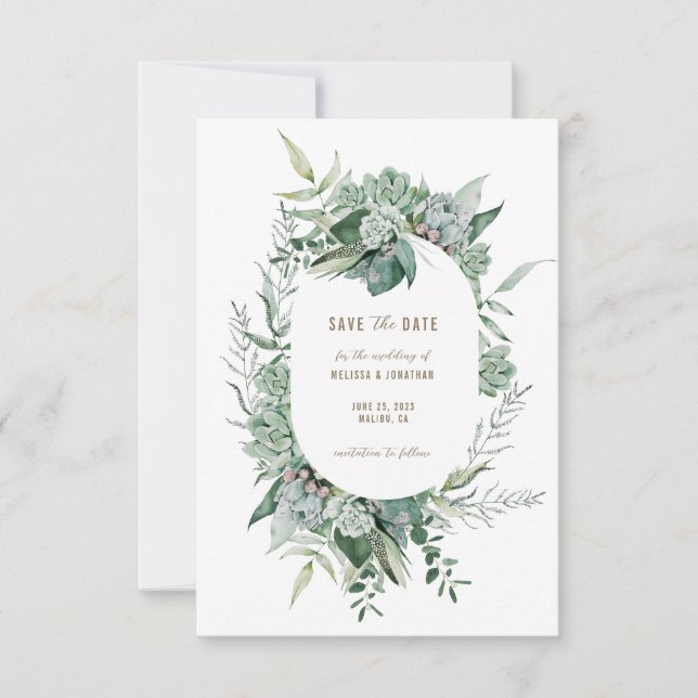 Succulent Garden Wedding Save the Date (Front)