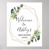 Succulent Geometric Baby Shower Welcome Sign