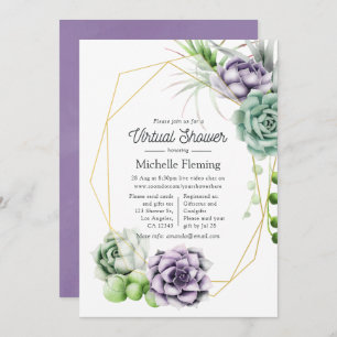 Succulent Geometric Virtual Baby Shower Invitation