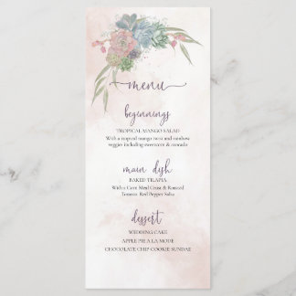 Succulent Green and Blush Wedding Menu