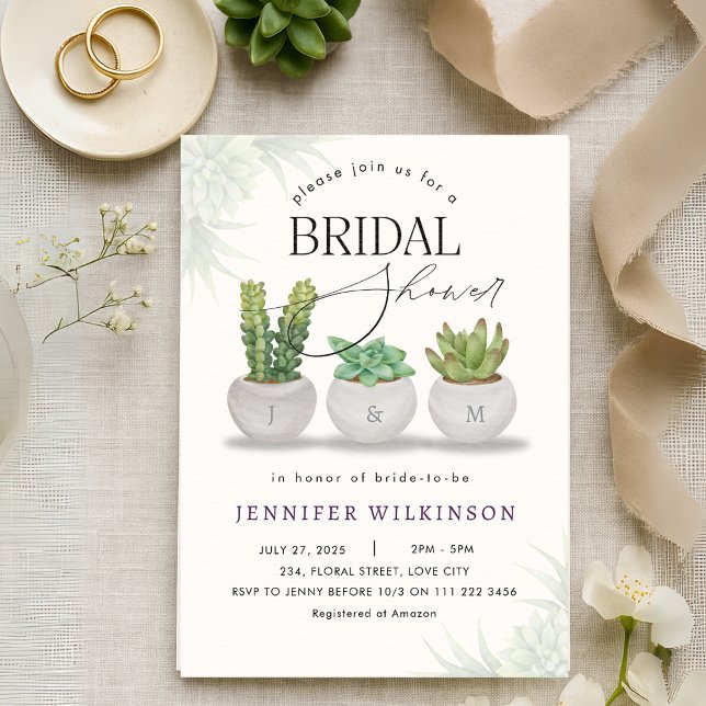 Succulent Greenery Bridal Shower Invitation (Succulent Greenery Bridal Shower Invitation)