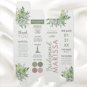 Succulent Greenery Bridesmaid Details Wine Box