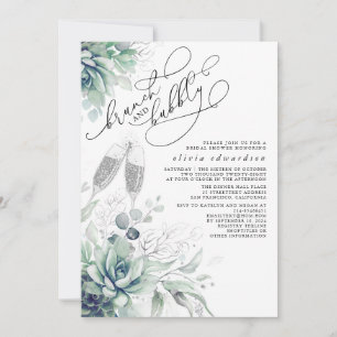 Succulent Greenery Brunch and Bubbly Bridal Shower Invitation