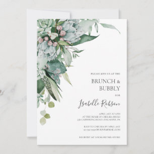 Succulent Greenery Brunch and Bubbly Shower Invitation