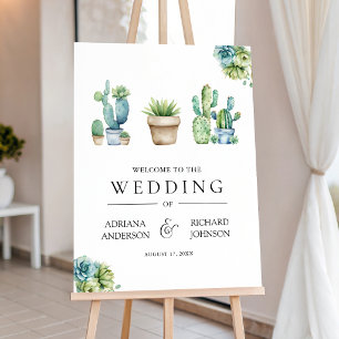 Succulent Greenery Cactus Pot Wedding Welcome Sign