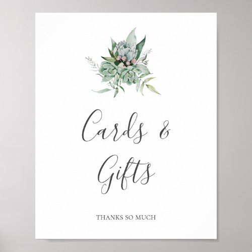 Succulent Greenery  Cards and Gifts Sign
