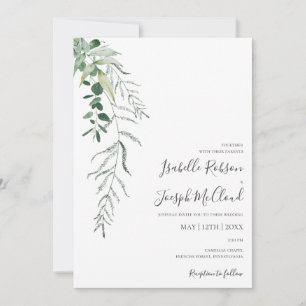 Succulent Greenery Dark Green Casual Wedding Invitation