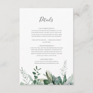 Succulent Greenery Dark Green Details Enclosure Card