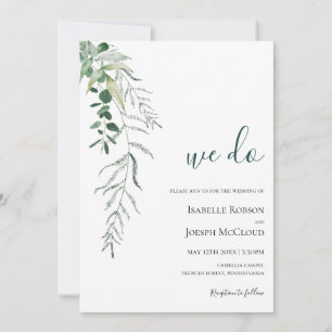 Succulent Greenery Dark Green We Do Wedding Invitation