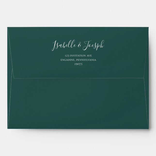 Succulent Greenery | Dark Green Wedding Invitation Envelope (Back (Top Flap))