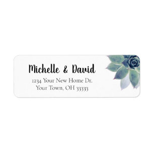 Succulent Greenery Elegant Wedding Return Address Label
