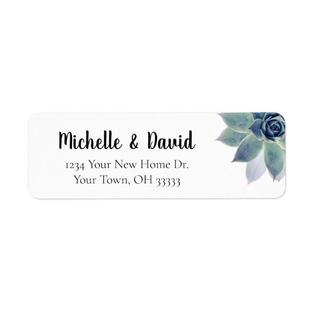 Succulent Greenery Elegant Wedding Return Address Label (Front)
