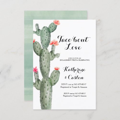 Succulent greenery engagement party cactus invitation