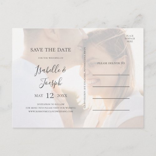 Succulent Greenery  Faded Photo Save The Date Inv Invitation Postcard
