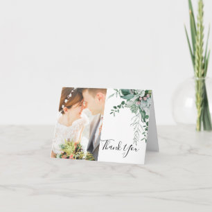 Succulent Greenery Folded Front and Back Photo Letterpress Thank You Card