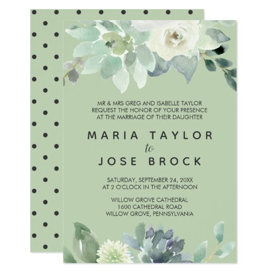 Succulent Greenery Formal Wedding Invitation | Zazzle.com