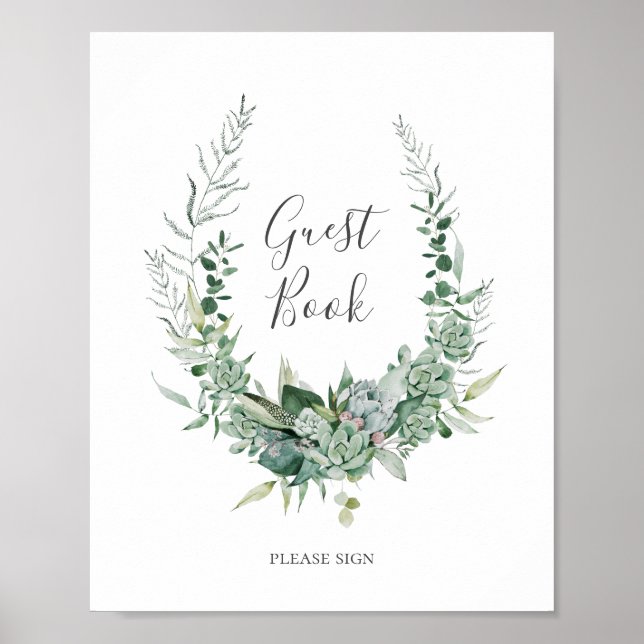 Succulent Greenery | Guest Book Sign (Front)