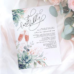 Succulent Greenery Lunch and Bubbly Bridal Shower Invitation<br><div class="desc">Rose gold leaves succulents greenery lunch and bubbly bridal shower invitations</div>